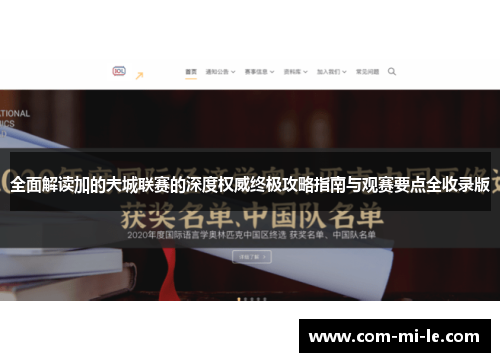 全面解读加的夫城联赛的深度权威终极攻略指南与观赛要点全收录版