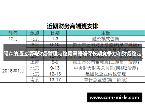 阿森纳通过精确财务管理与稳健策略确保长期竞争力和财务稳定